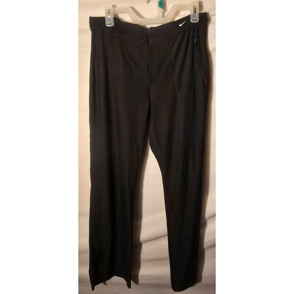 Nike Black Yoga Workout Pants Zips Womens Size Large L 12/14 Straight Stretch - Picture 1 of 3